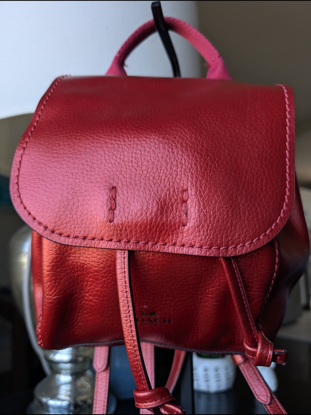 Coach Red Mini Leather Backpack -Used Excellent Condition.